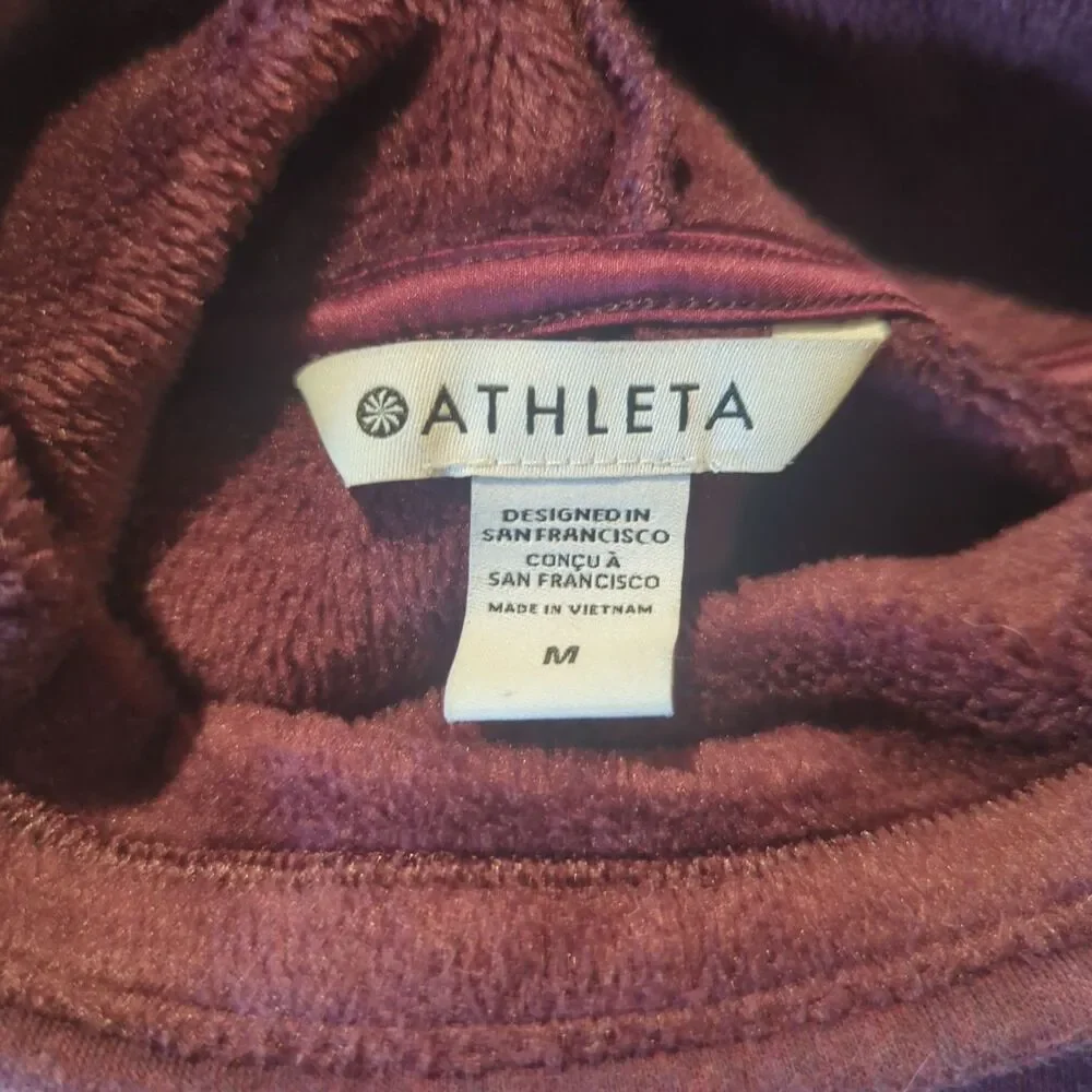Athleta Cozy Karma Funnel Neck Sweatshirt Womens M Spiced Cabernet Athleisure